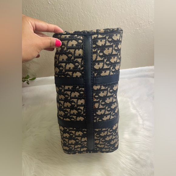 CHRISTIAN DIOR Monsieur Boston Navy & Beige Monogram Coated Canvas Handbag - Picture 11 of 17